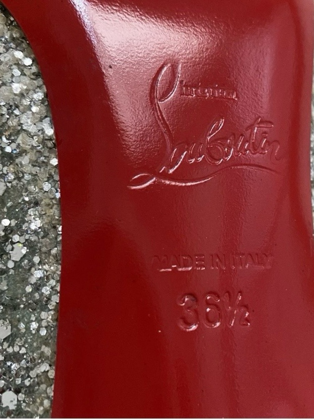 Christian Louboutin Made in Italy Fifille 85 Silver Glitter Pumps Heels Size 6.5 - Picture 12 of 14